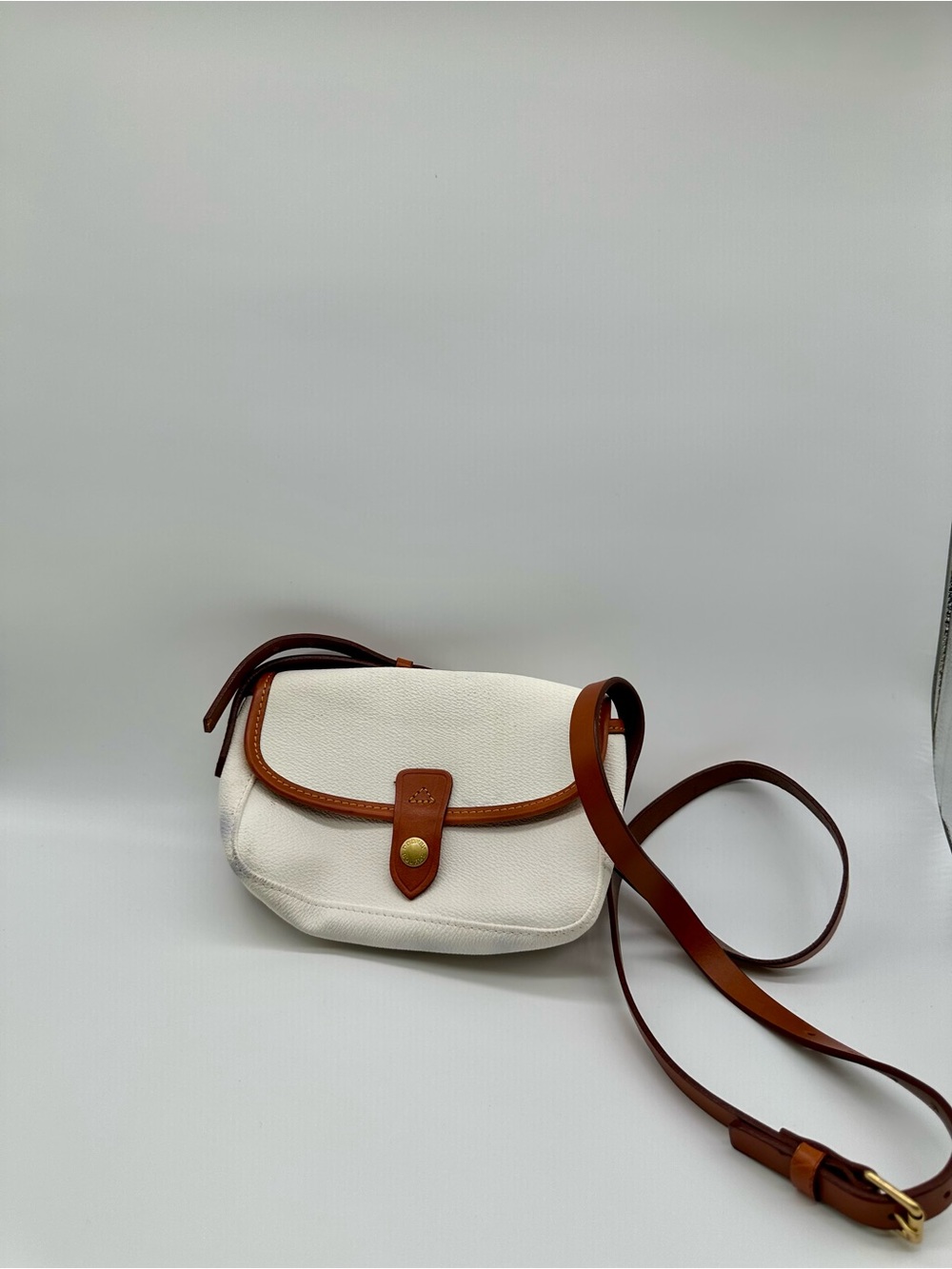 Dooney & Bourke White Crossbody with Brown Leather Trim